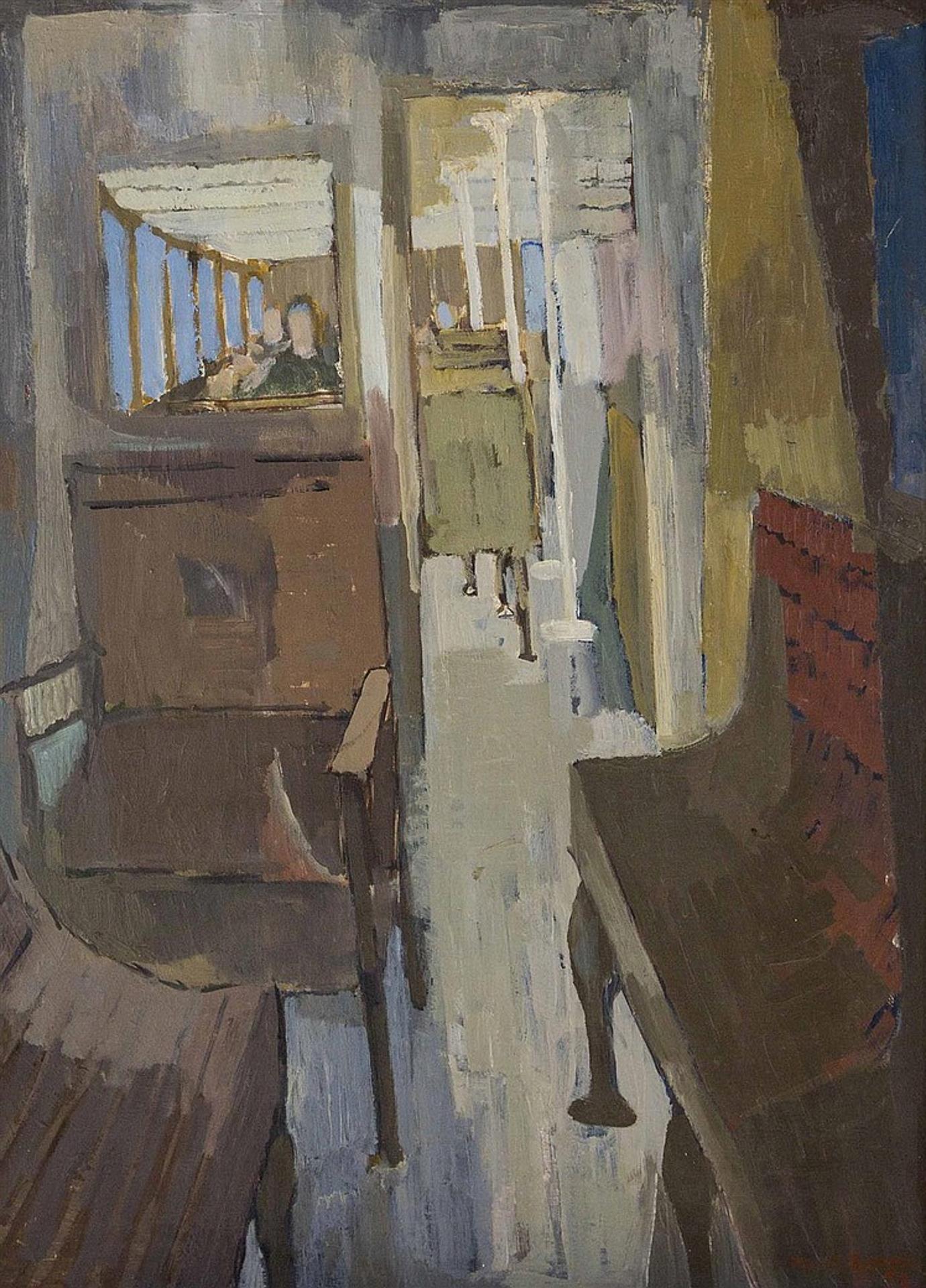 Molly Joan Lamb Bobak (1922-2014) - Untitled - Interior of a Ferry