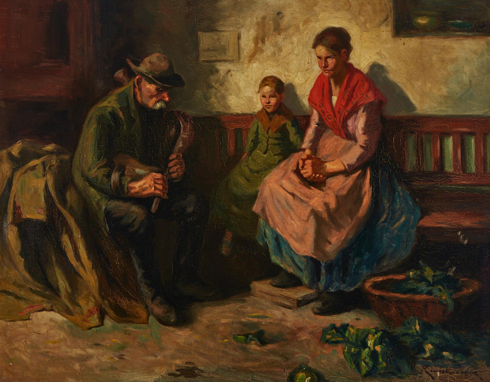 Imre Revesz (1859-1945) - Peasant Family Awaiting The News