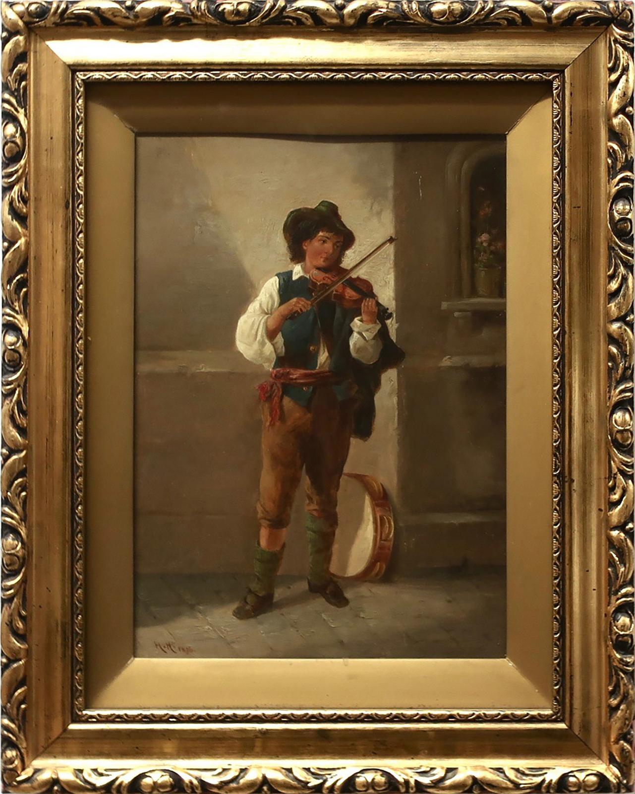 Sir Hubert von Herkomer (1849-1914) - Young Street Musician Playing The Violin