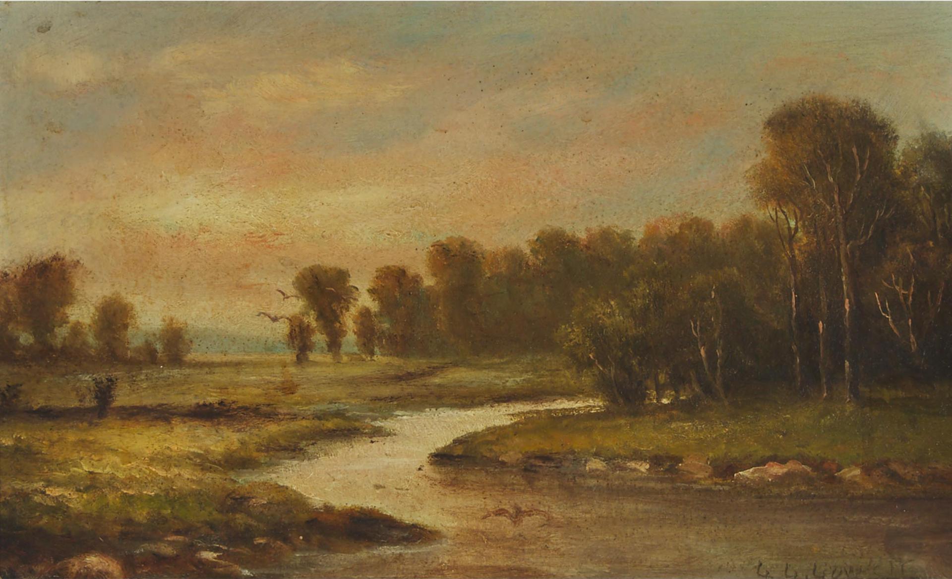 Professor Lemuel L. Lowell (1834-1914) - Landscape At The River Bend
