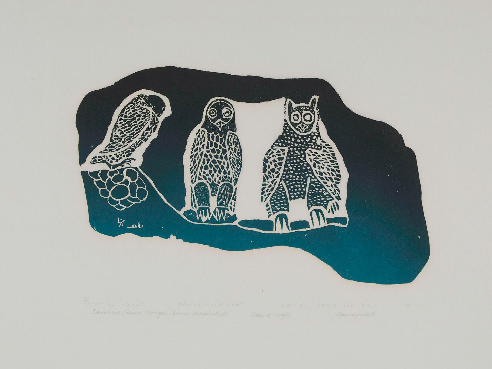 Davidialuk Alasua Amittu (1910-1976) - Owls At Night, 1977