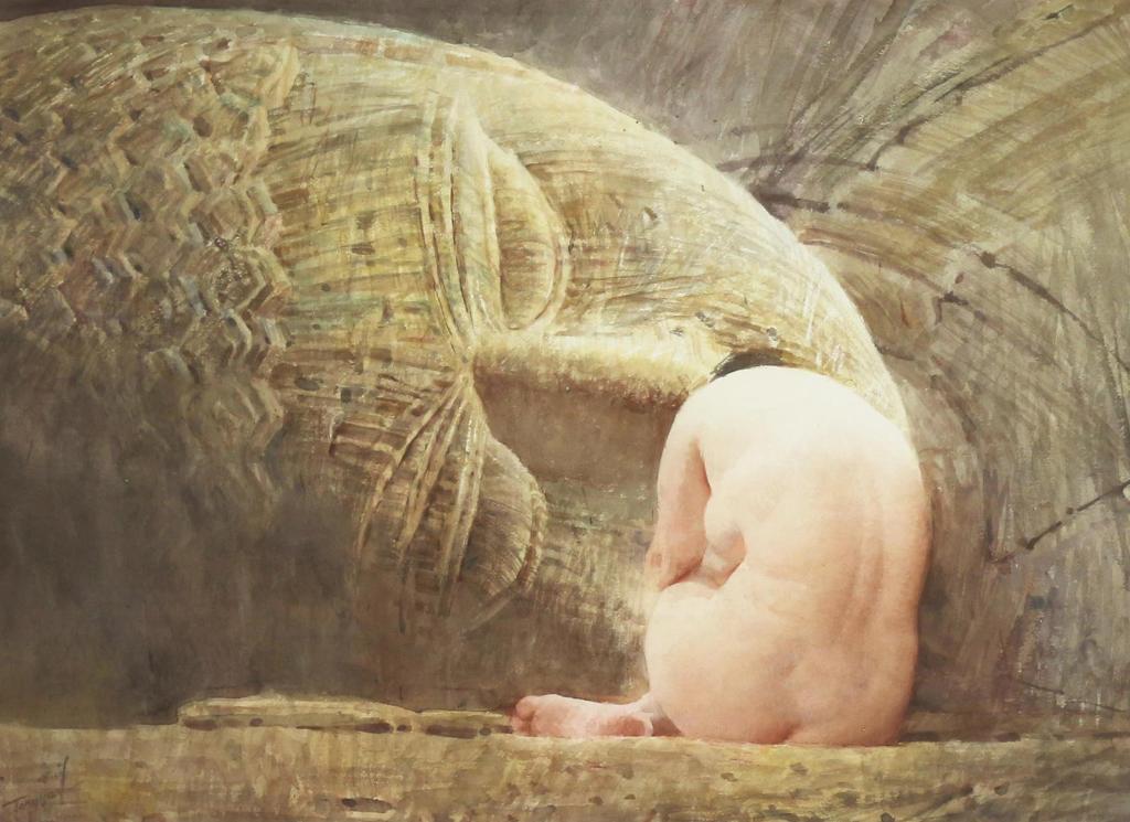 Zhong Young Huang (1949) - Seated Nude With Buddha
