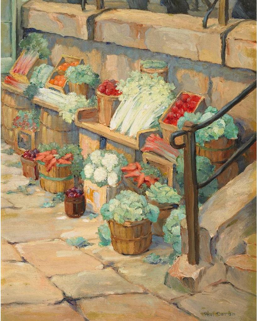 Paul Archibald Octave Caron (1874-1941) - A Fruit And Vegetable Stall, Bonsecours Market, Montreal