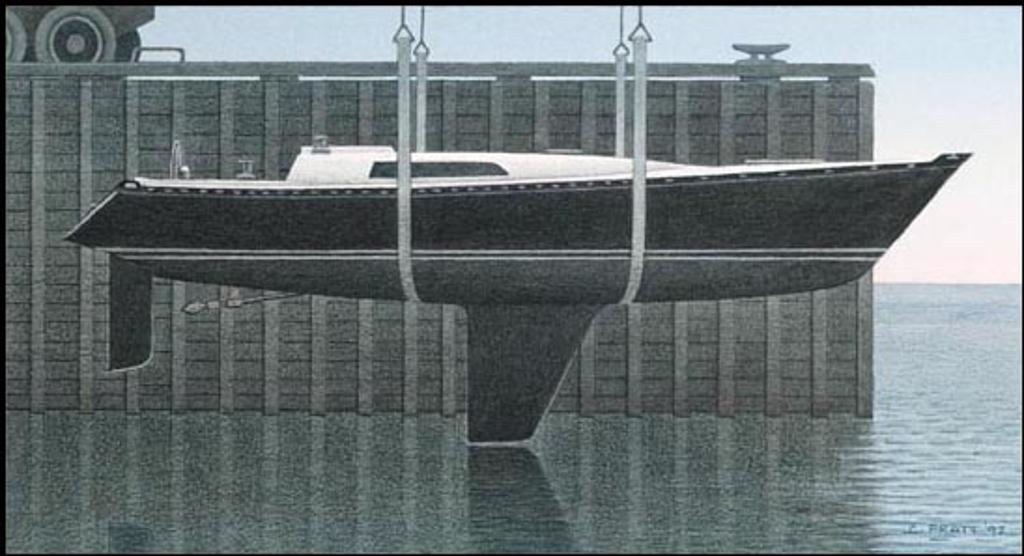 Christopher John Pratt (1935-2022) - Black Boat, Study for Launching Greyling