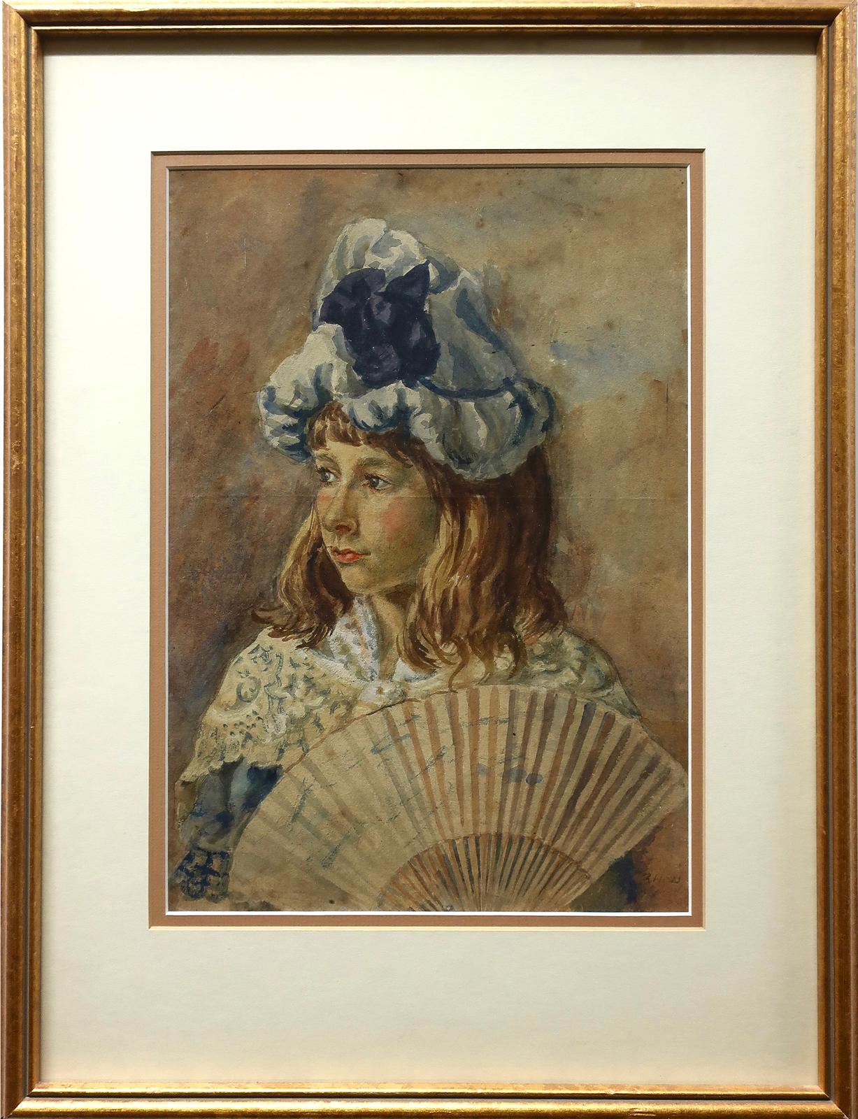 Julia Beatrice How (1867-1932) - Young Victorian Girl With Hat And Fan