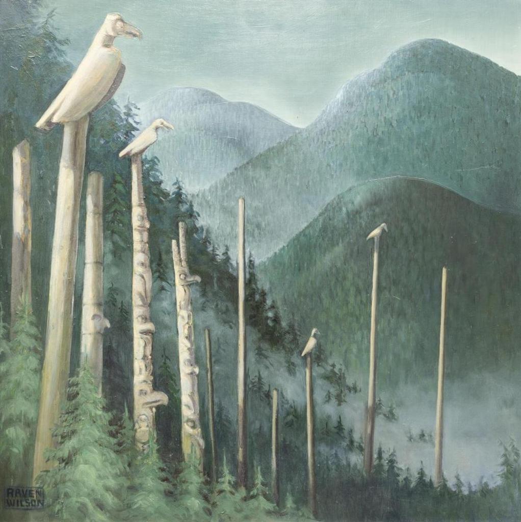 Raven Wilson (1931-2018) - Totem Poles in a Landscape