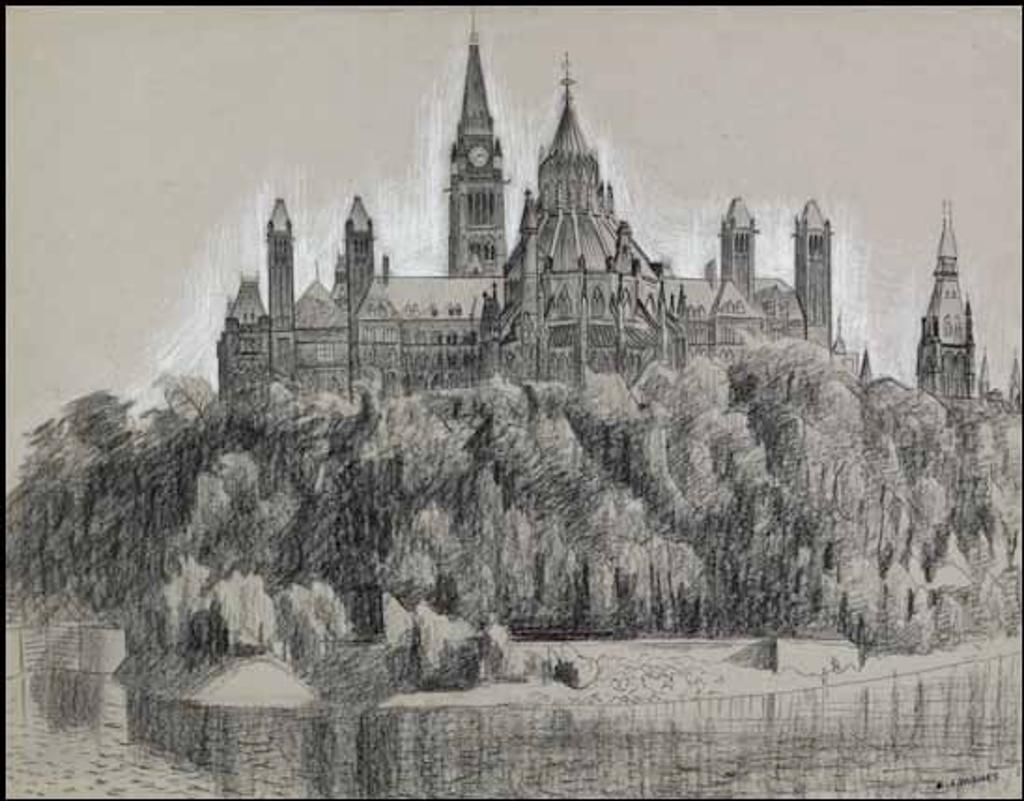 Edward John (E. J.) Hughes (1913-2007) - View of the Houses of Parliament, Ottawa