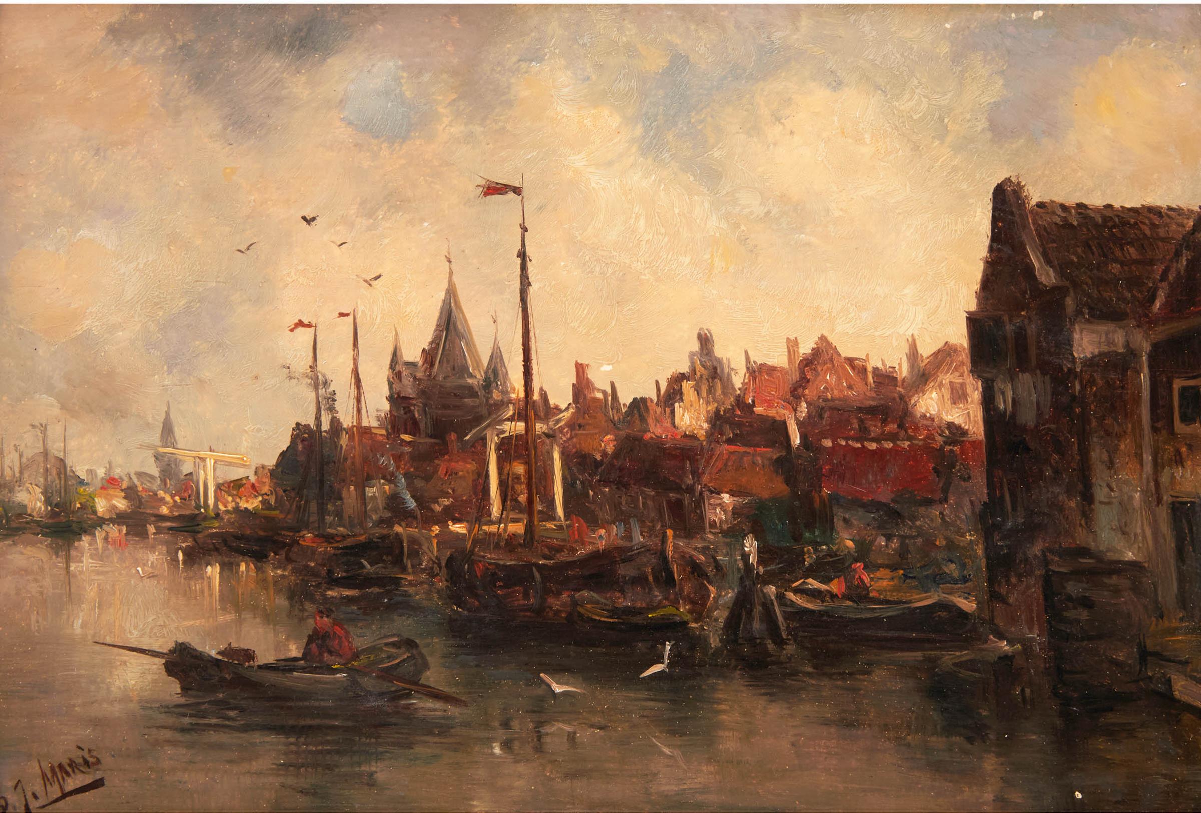 Jacob Henricus Maris (1837-1899) - A Harbour Scene