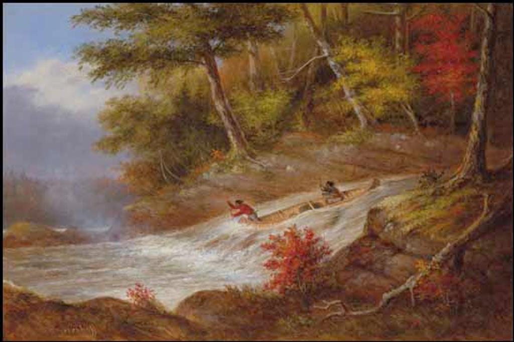 Cornelius David Krieghoff (1815-1872) - Indians Running a Rapid