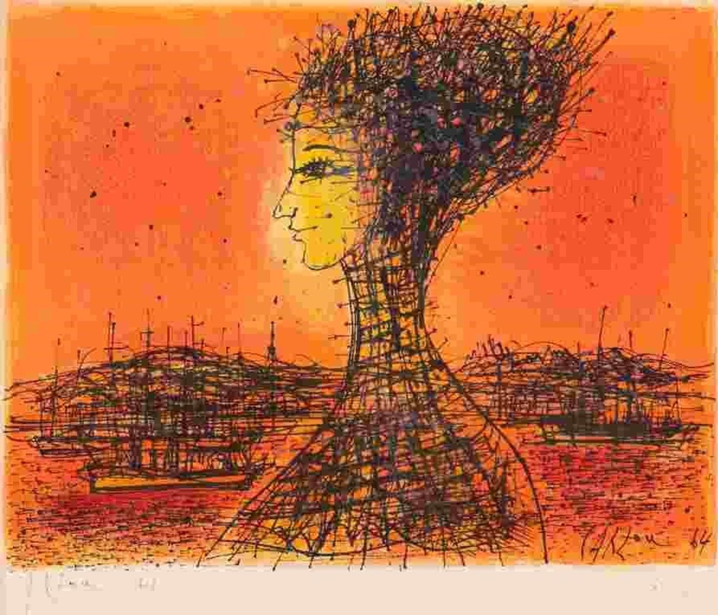 Jean Carzou (1907-2000) - Head in Red (1964)
