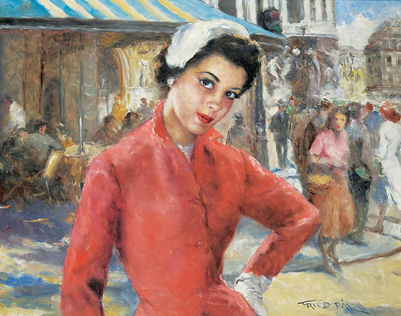 Pál Fried (1893-1976) - Untitled - Lady in Red