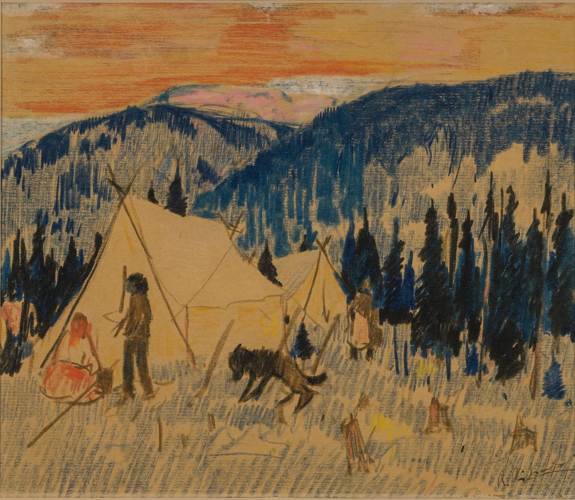 René Jean Richard (1895-1982) - Campement au coucher du soleil, c. 1960