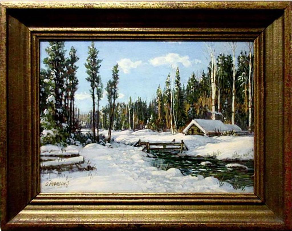 Otto Planding (1887-1964) - Winter Scene With Cabin And Bridge