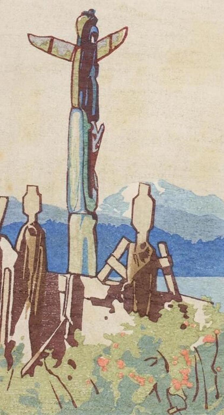 Walter Joseph (W.J.) Phillips (1884-1963) - Totems, Alert Bay; 1936