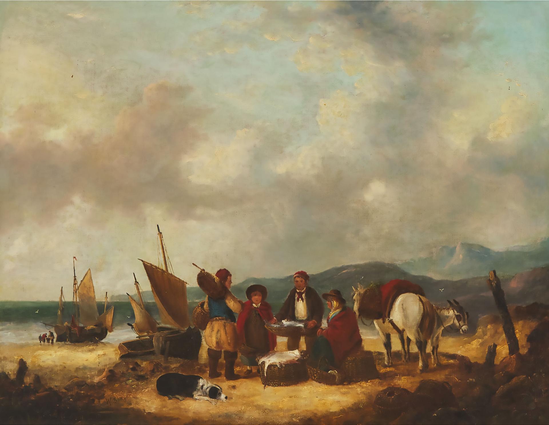 William Shayer the Elder (1787-1879) - Selling Goods By The Shore