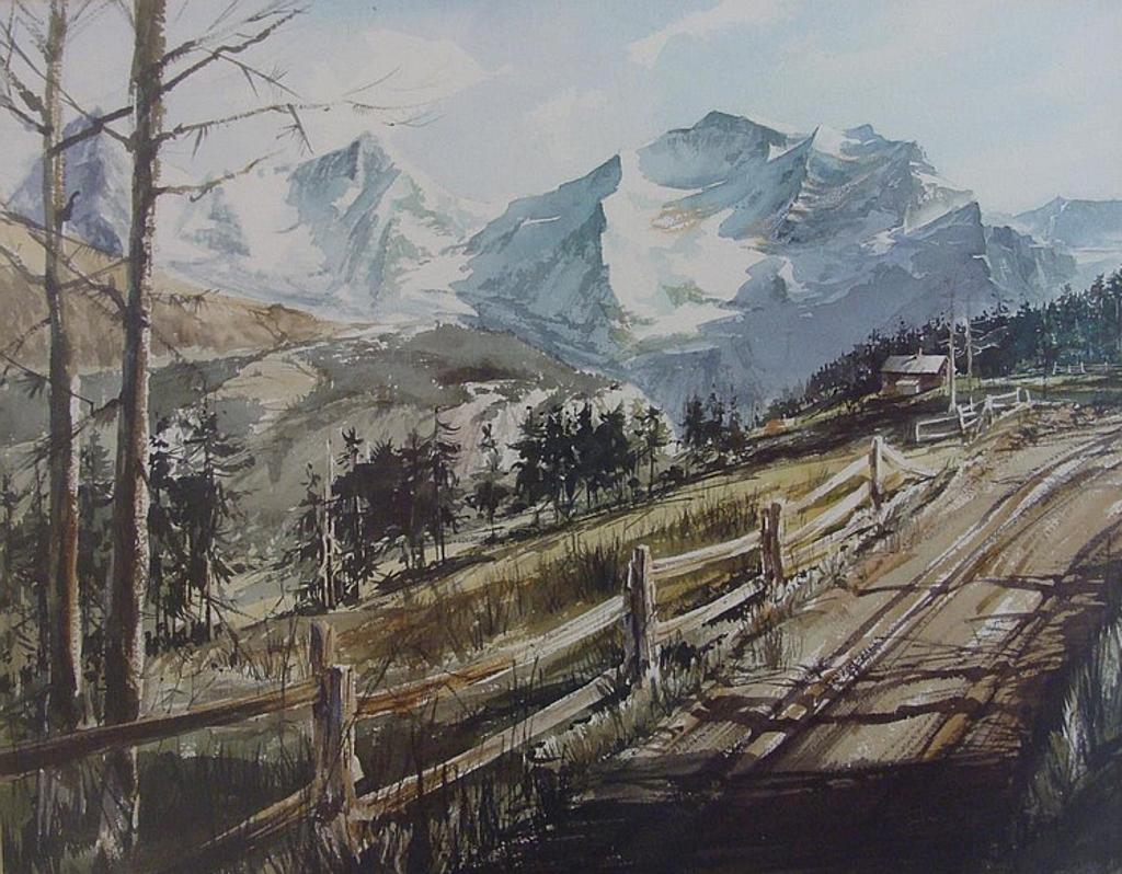 Brian R. Johnson (1932) - COUNTRY ROAD WITH MOUNTAINS