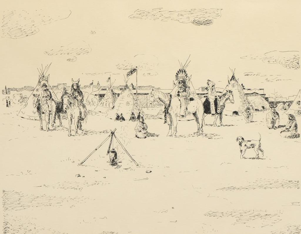 Hans Herold (1925-2011) - Untitled - Indigenous Camp at Exhibition