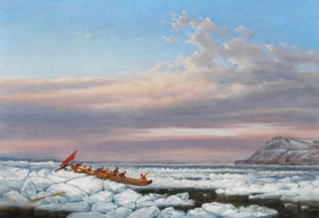 Cornelius David Krieghoff (1815-1872) - Hauling the Royal Mail Across the Ice on the St. Lawrence, Quebec