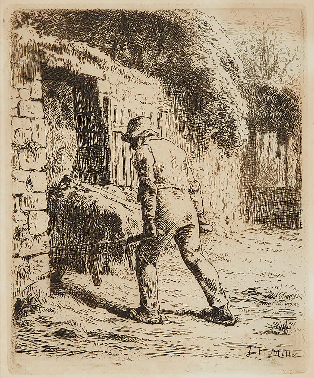 Jean-François Millet (1814-1875) - Le Paysan Rentrant De Fumier (Man With Wheelbarrow), 1855,  [delteil, 11; Melot, 11]
