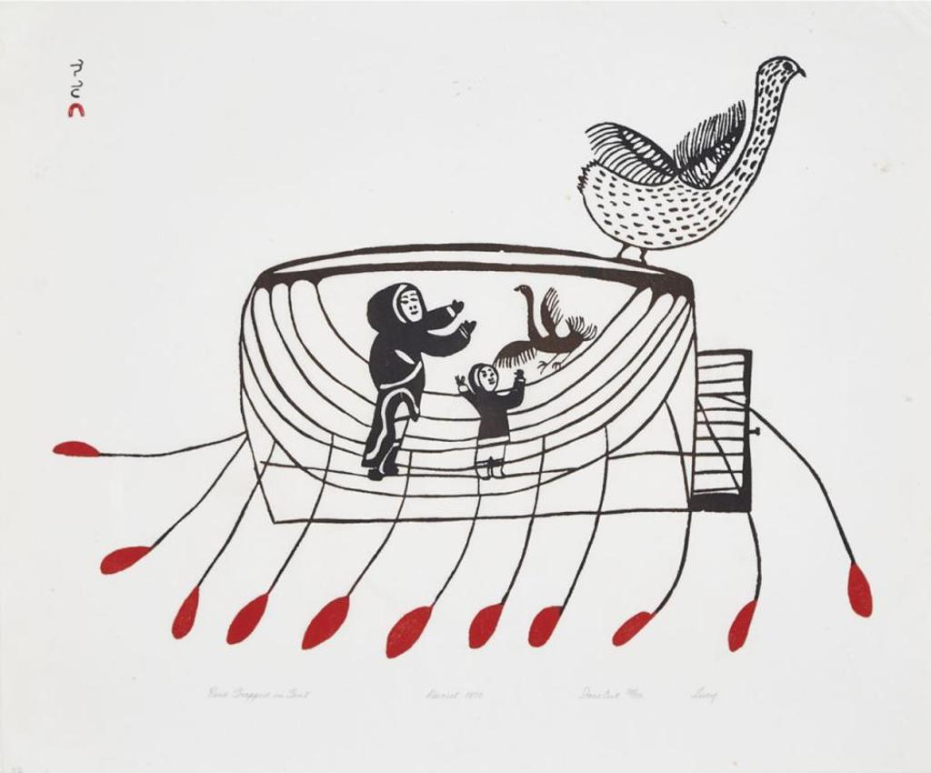 Lucy Qinnuayuak (1915-1982) - Bird Trapped In Net
