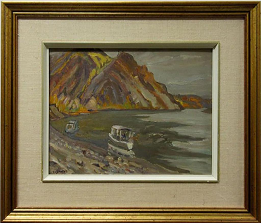Ralph Wallace Burton (1905-1983) - Eagle Bluff & Small Boats On The Yukon River, Eagle Alaska