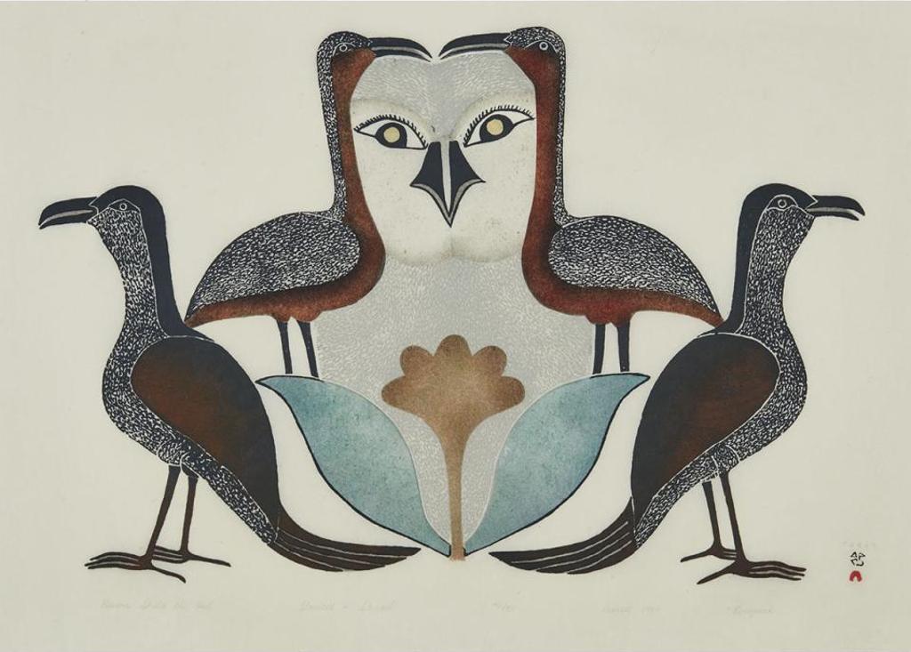 Kenojuak Ashevak (1927-2013) - Ravens Shield The Owl