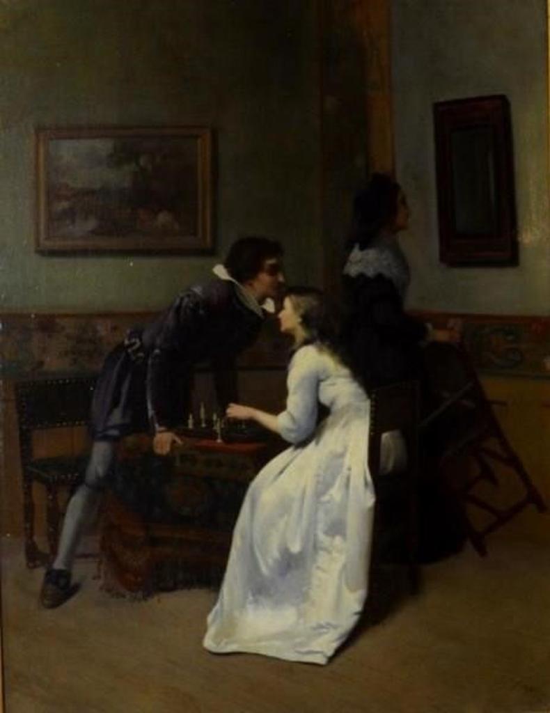 Charles Louis Verwee (1832-1882) - The stolen kiss