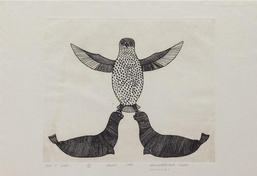 Quvianatuliak Parr (1930-1998) - Owl And Seals