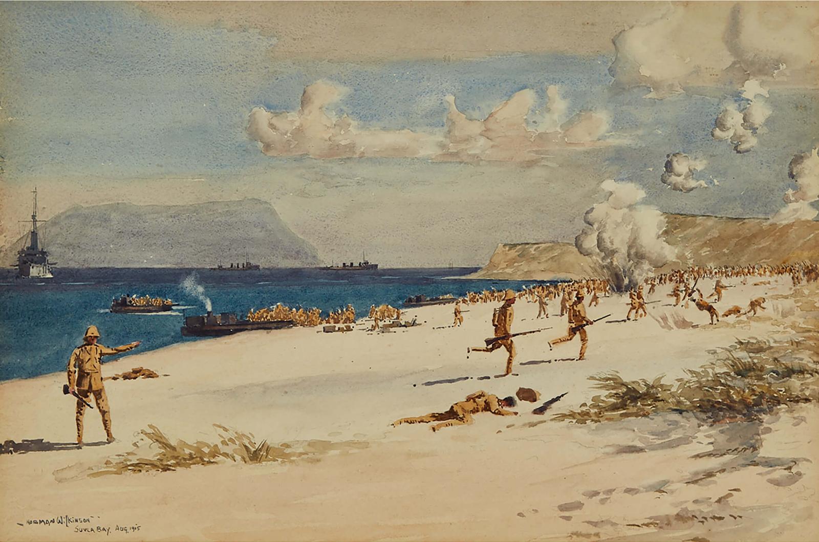 Norman Wilkinson (1878-1971) - Wwi Troops At Suvla Bay, August 1915