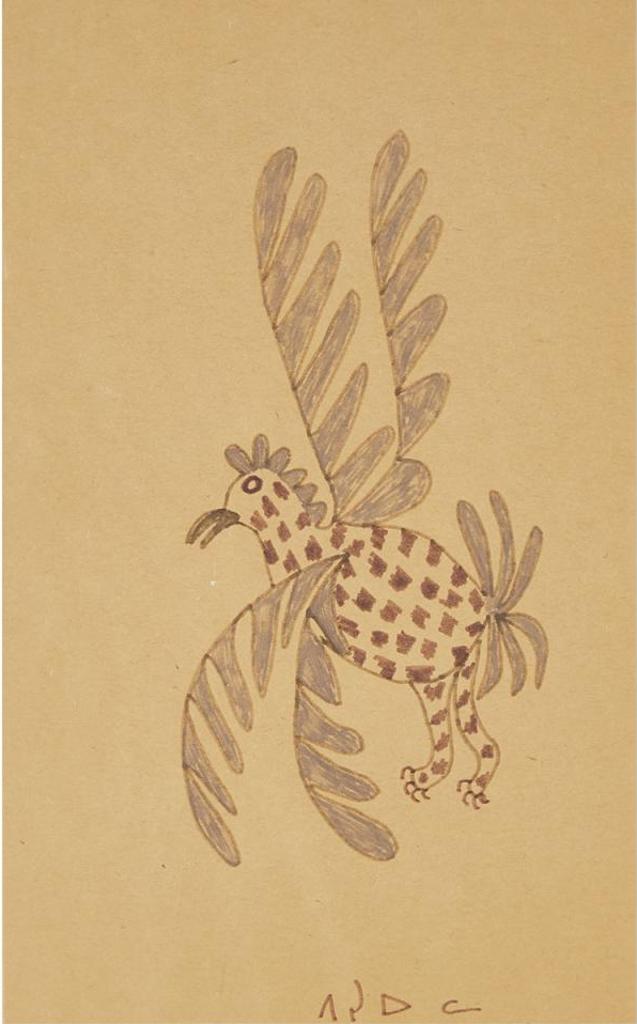 Pitseolak Ashoona (1904-1983) - Two Drawings (Bird Creature Theme)