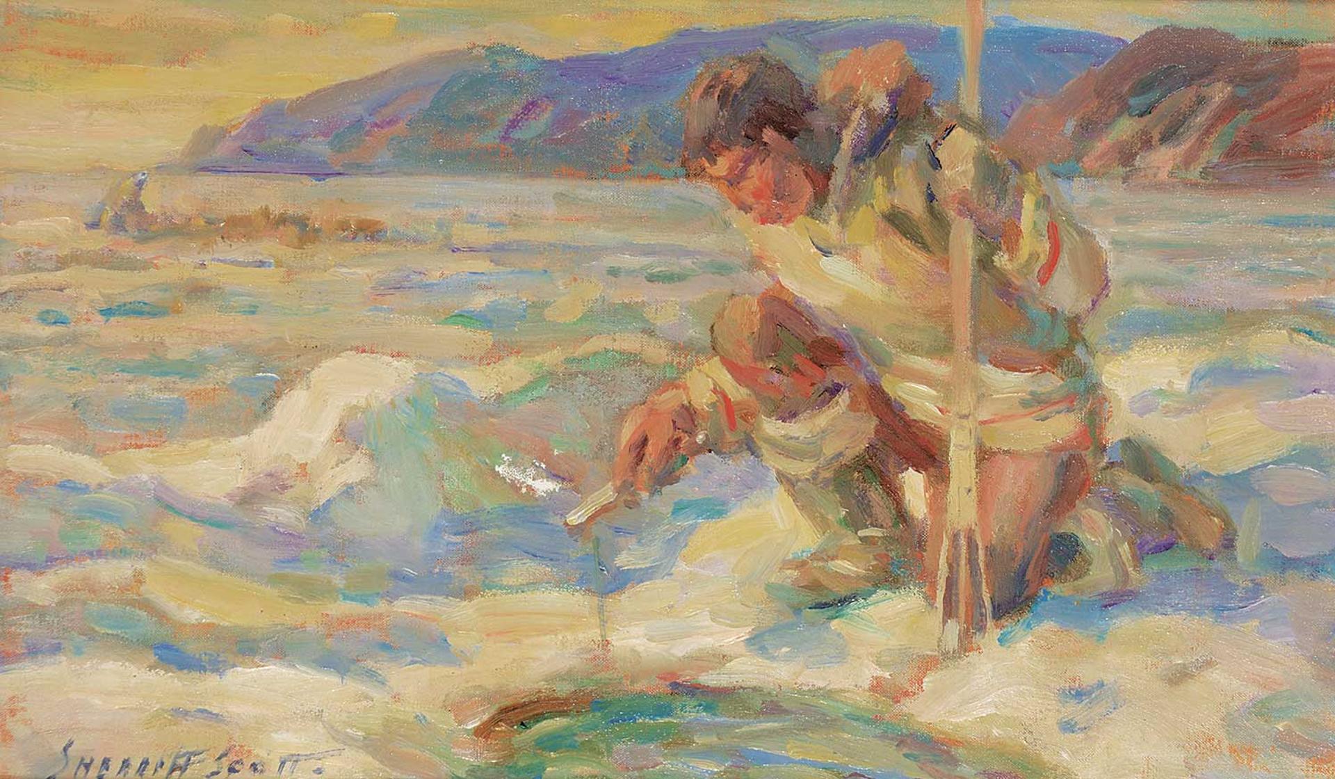 Adam Sherriff Scott (1887-1980) - Untitled - Ice Fishing