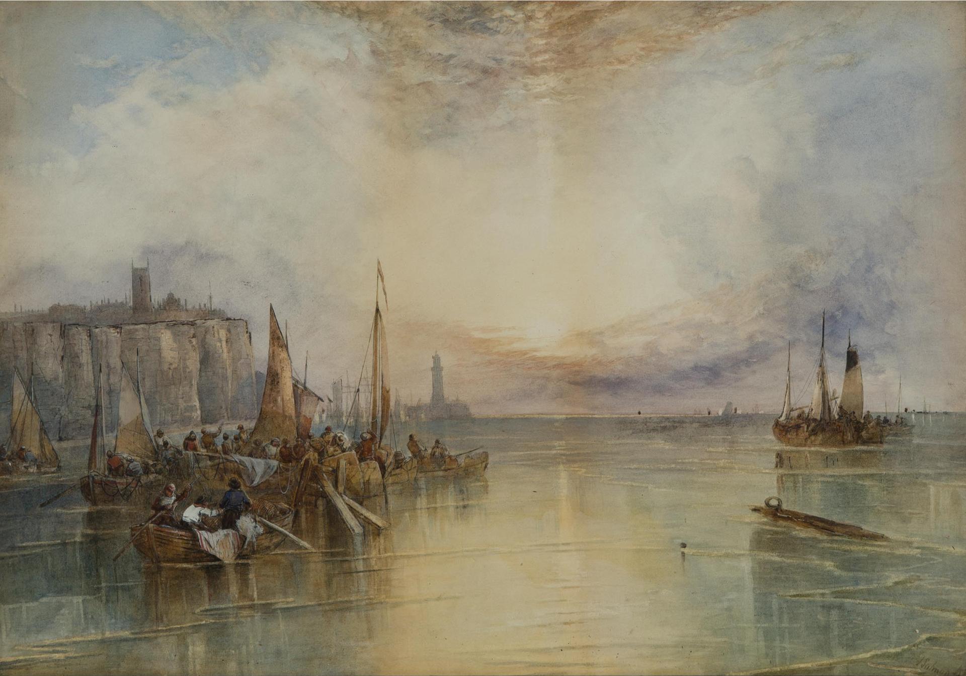 John Cuthbert Salmon (1844-1917) - Boats In A Harbour, 1881