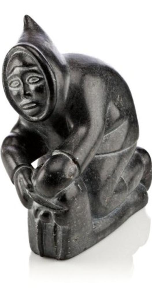 Abraham POV (1927-1994) - Inukjuak, Hunter and Walrus, ca. 1960s, Dark grey stone