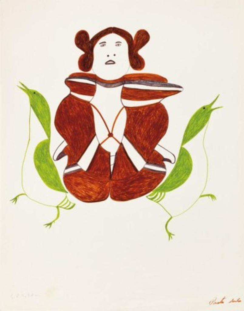 Pauta Saila (1916-2009) - Woman and two birds, ca. early 1970s