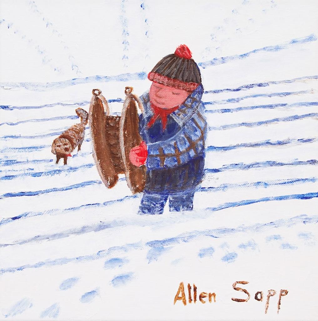 Allen Fredrick Sapp (1929-2015) - Boy with Sled and Dog