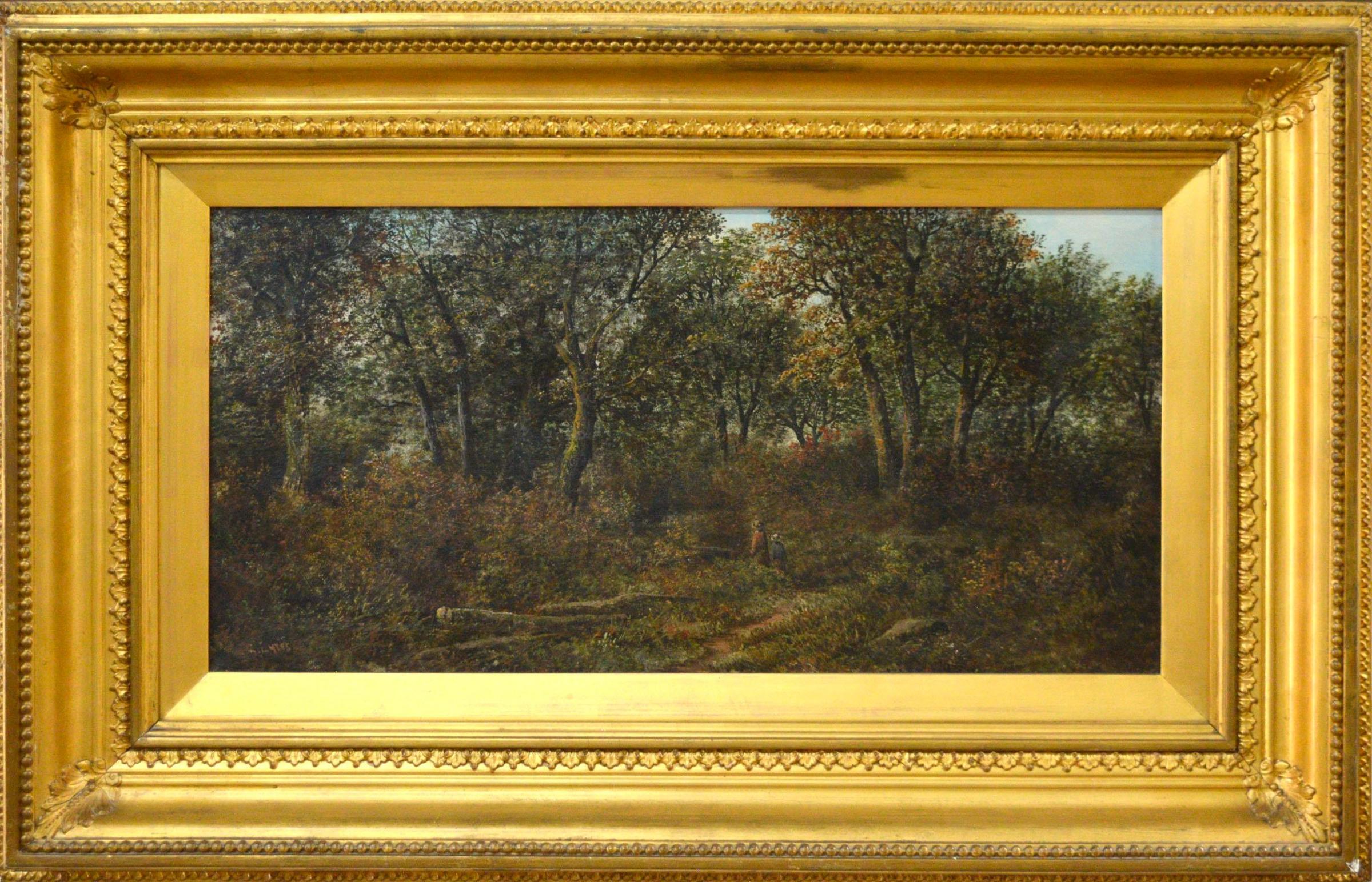 Gladstone Eyre (1862-1933) - paysage boisé avec personnages