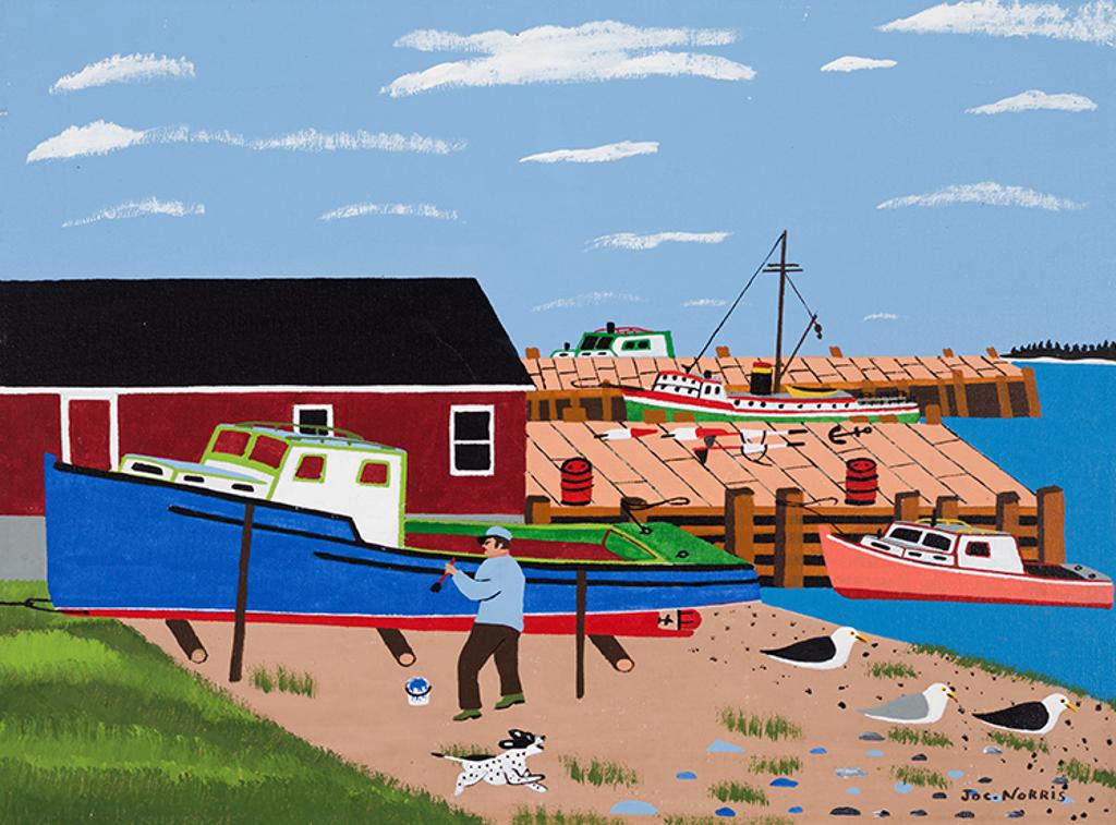 Joseph (Joe) Norris (1925-1996) - Fisherman Painting his Boat