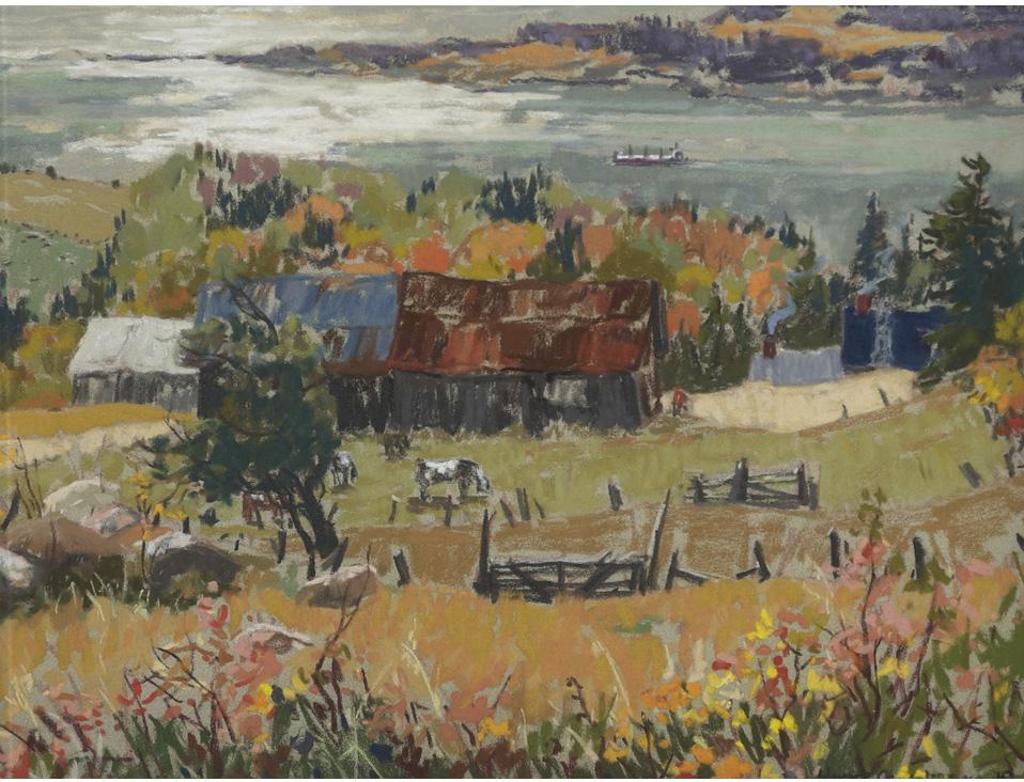 Horace Champagne (1937) - A Peaceful Scene At Les Eboulements, Rang Tremblay, Quebec