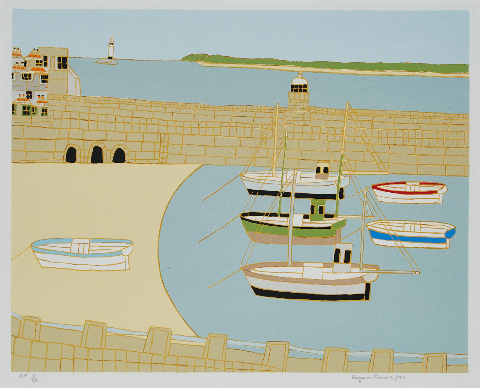 Bryan Pearce (1929-2007) - Towards Godrevy Facing Smeatons Pier, 1990