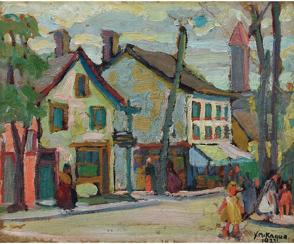 Yvonne Mckague Housser (1897-1996) - Village Street Scene With Figures