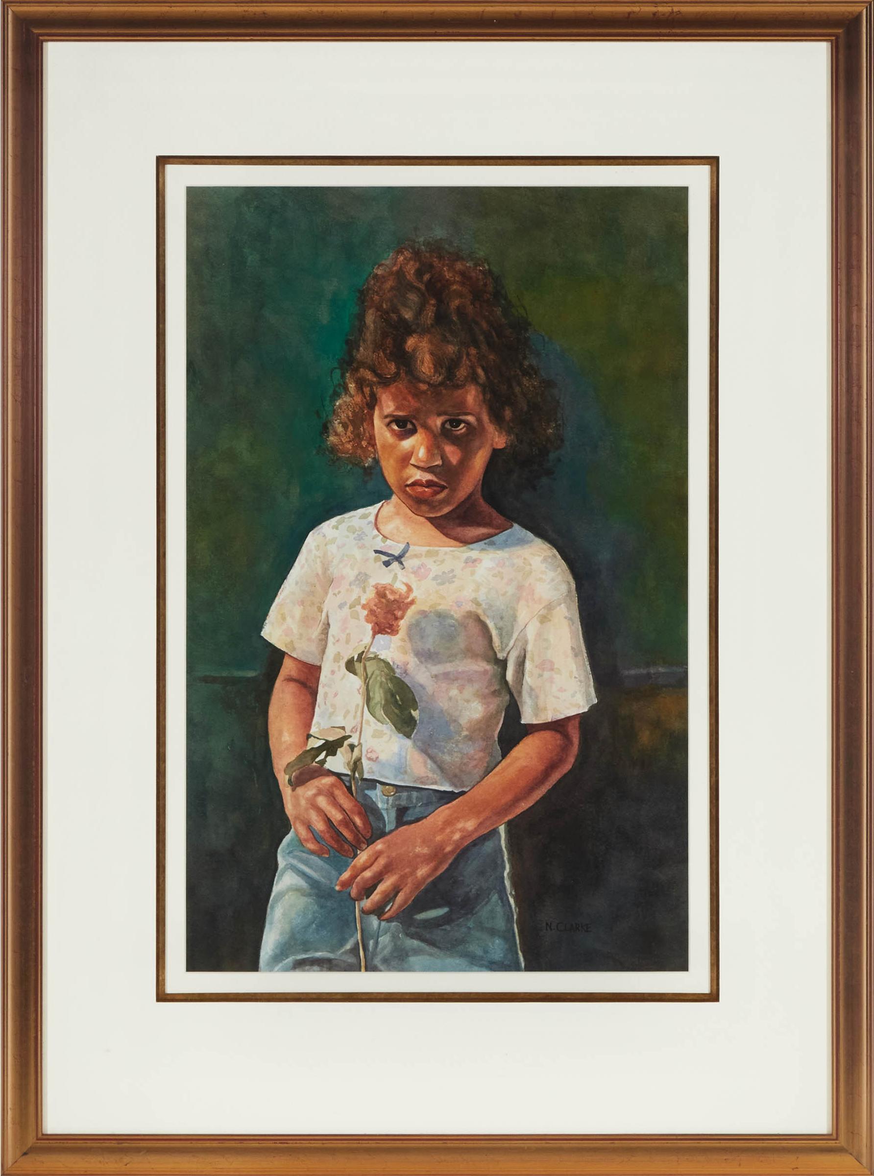 Neville Clarke (1959) - Untitled (Child Holding Flower)