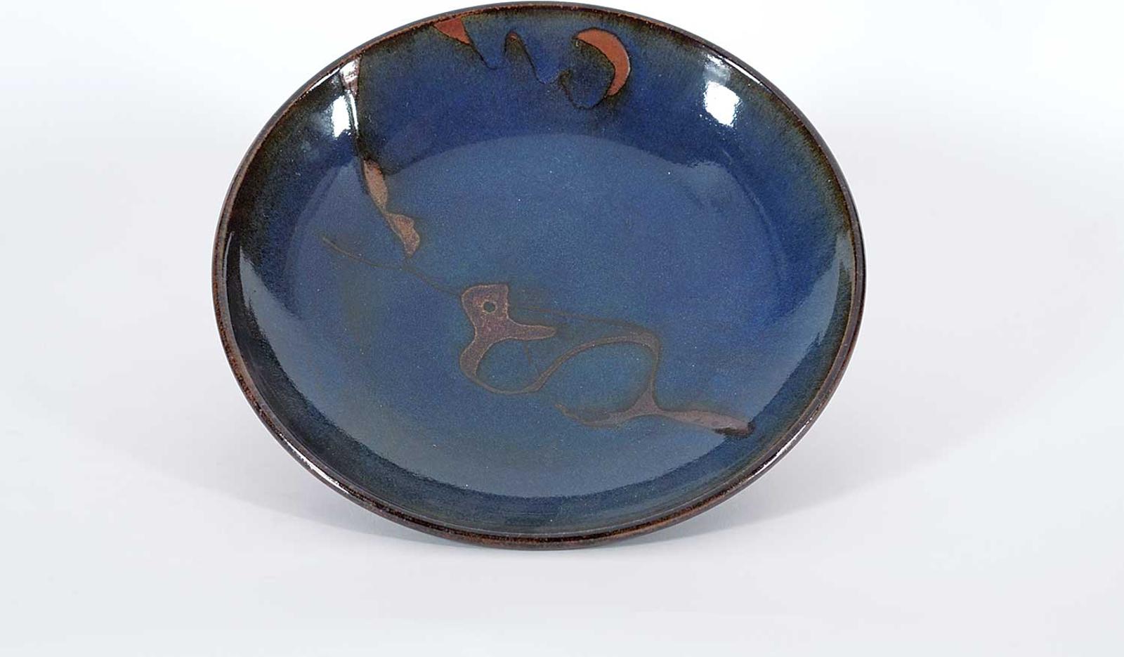Walter Gibson Dexter (1931-2015) - Untitled - Dark Blue and Brown Swirl Plate
