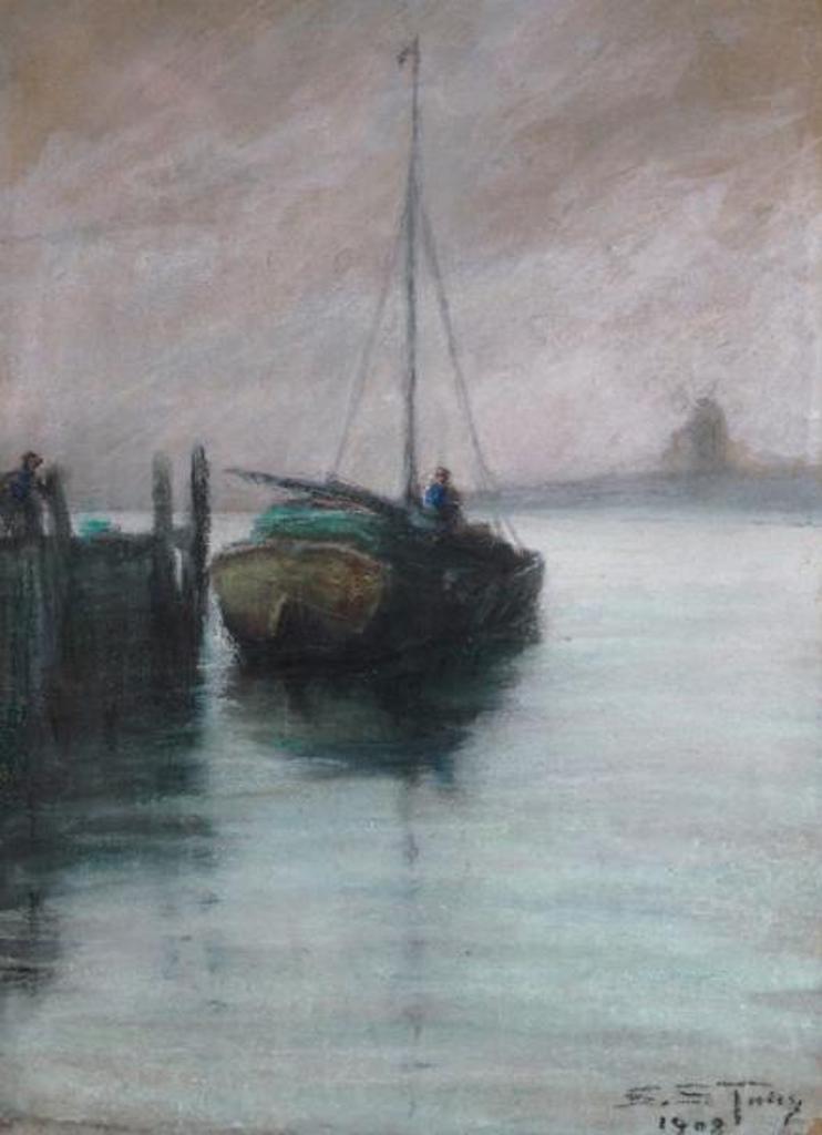 Sydney Strickland Tully (1860-1911) - Boat At Dock; 1908