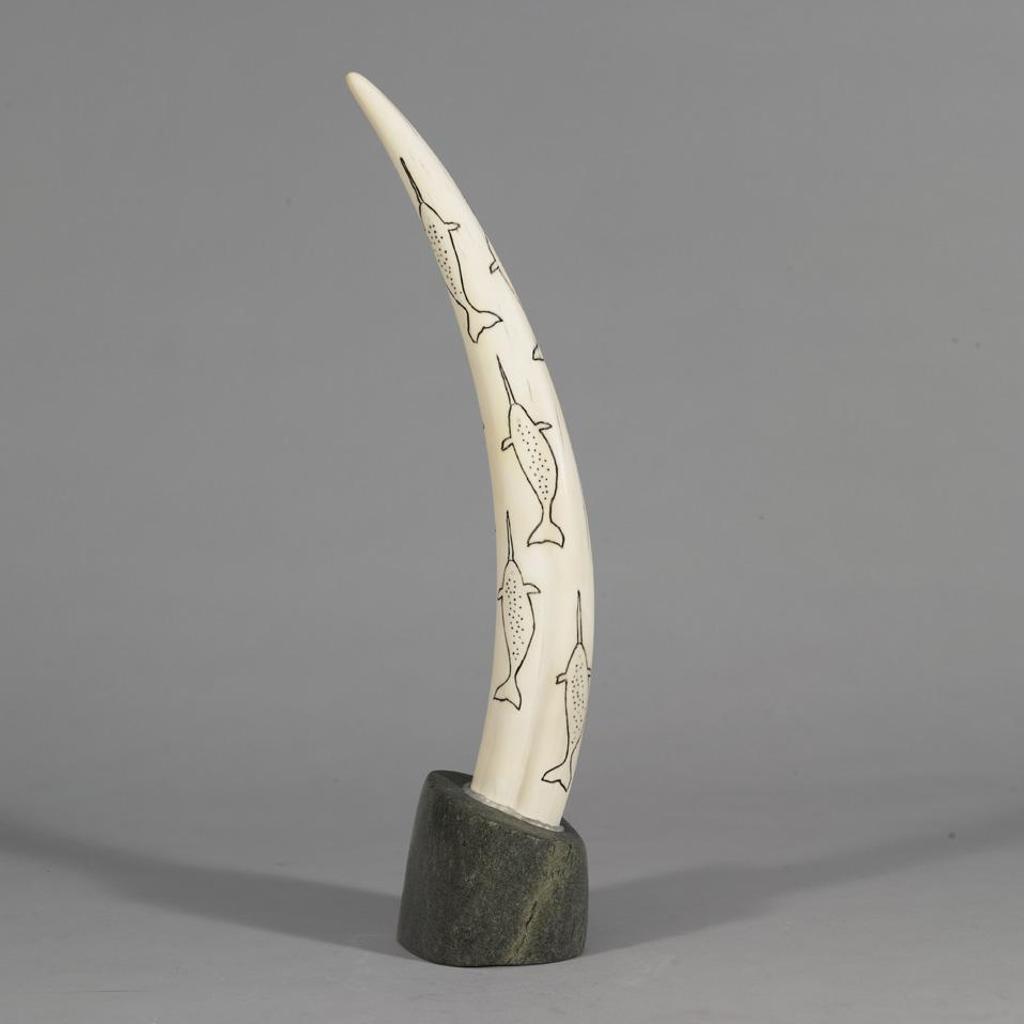 Tommy Qaqqasiq - Etched Tusk With Narwhal Detail