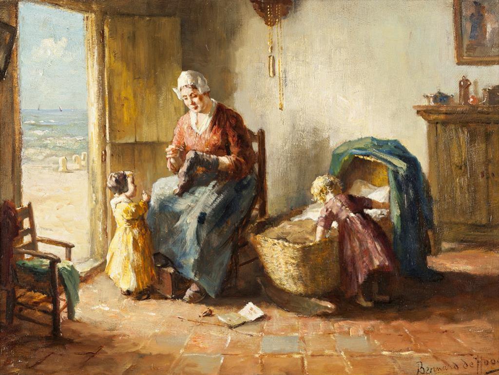 Bernard J. de Hoog (1867-1943) - Tending Baby in a Seaside Cottage