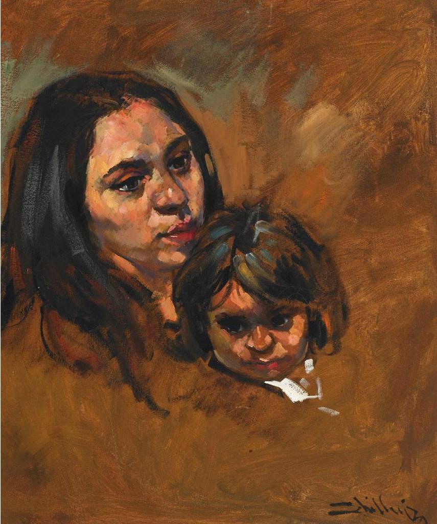 Arthur Shilling (1941-1986) - Portrait Of A Woman And Child