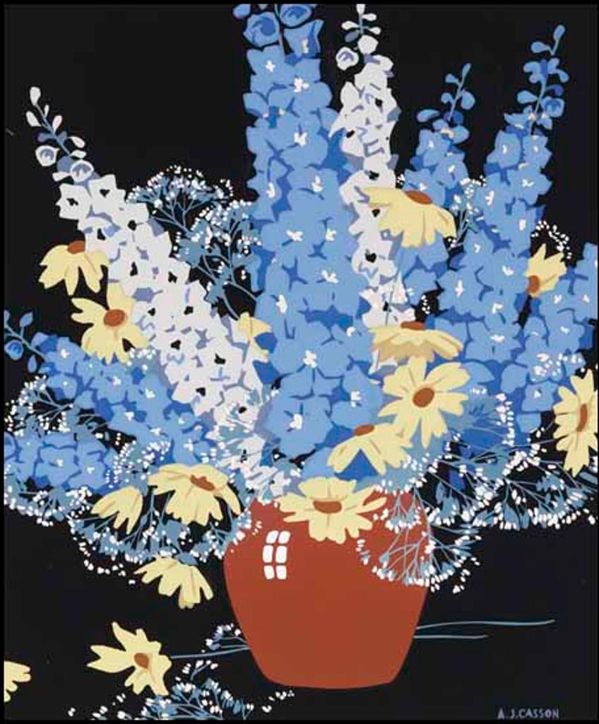 Alfred Joseph (A.J.) Casson (1898-1992) - Delphiniums and Daisies