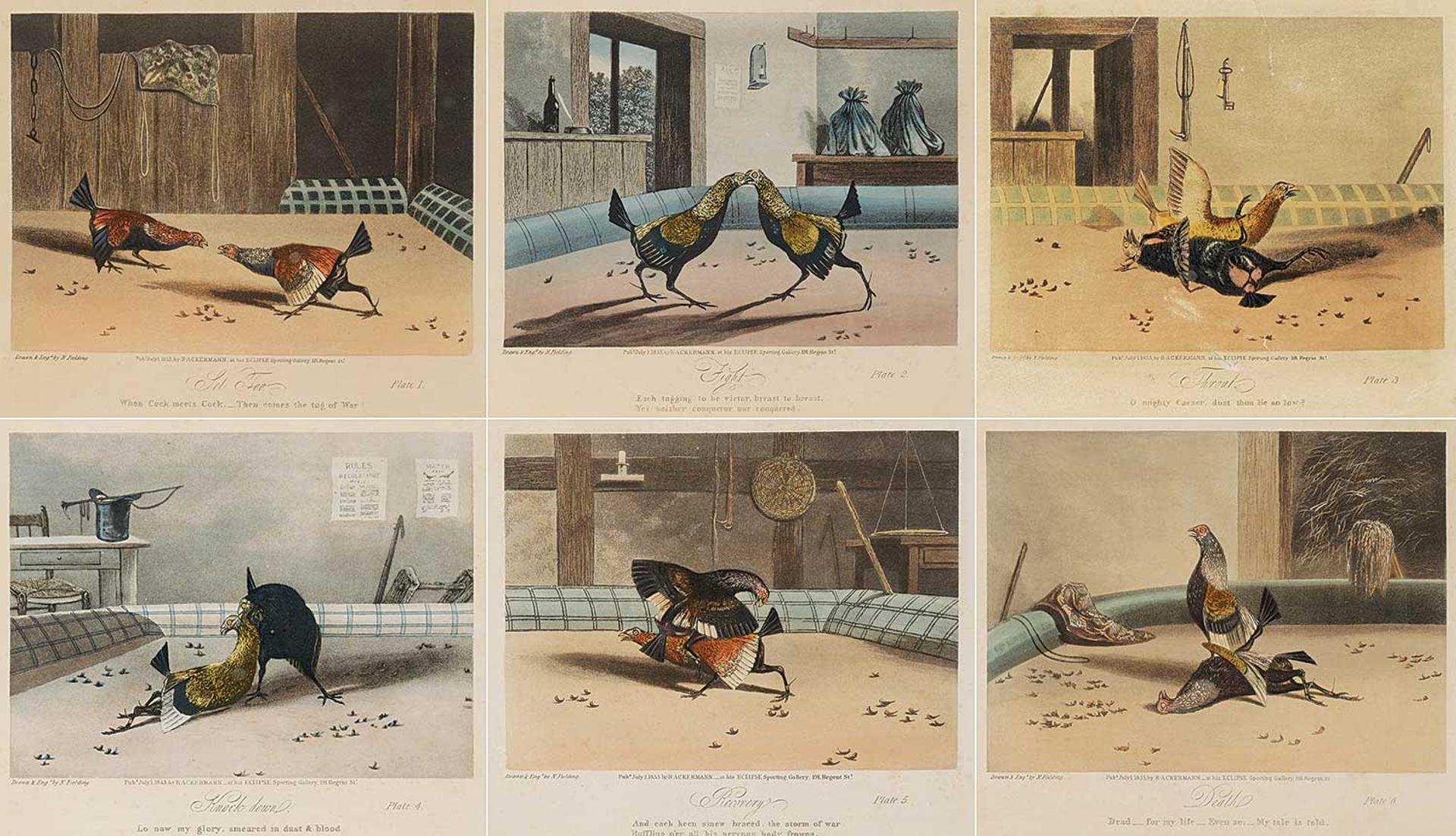 Newton Fielding - Six Cockfighting Prints