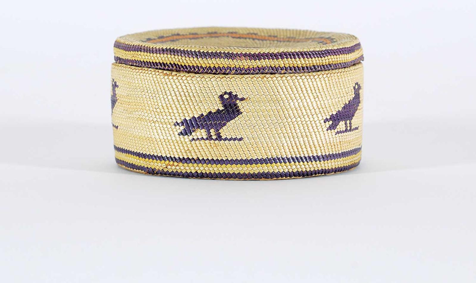 First Nations Basket School - Small Round Basket with Bird Patterns