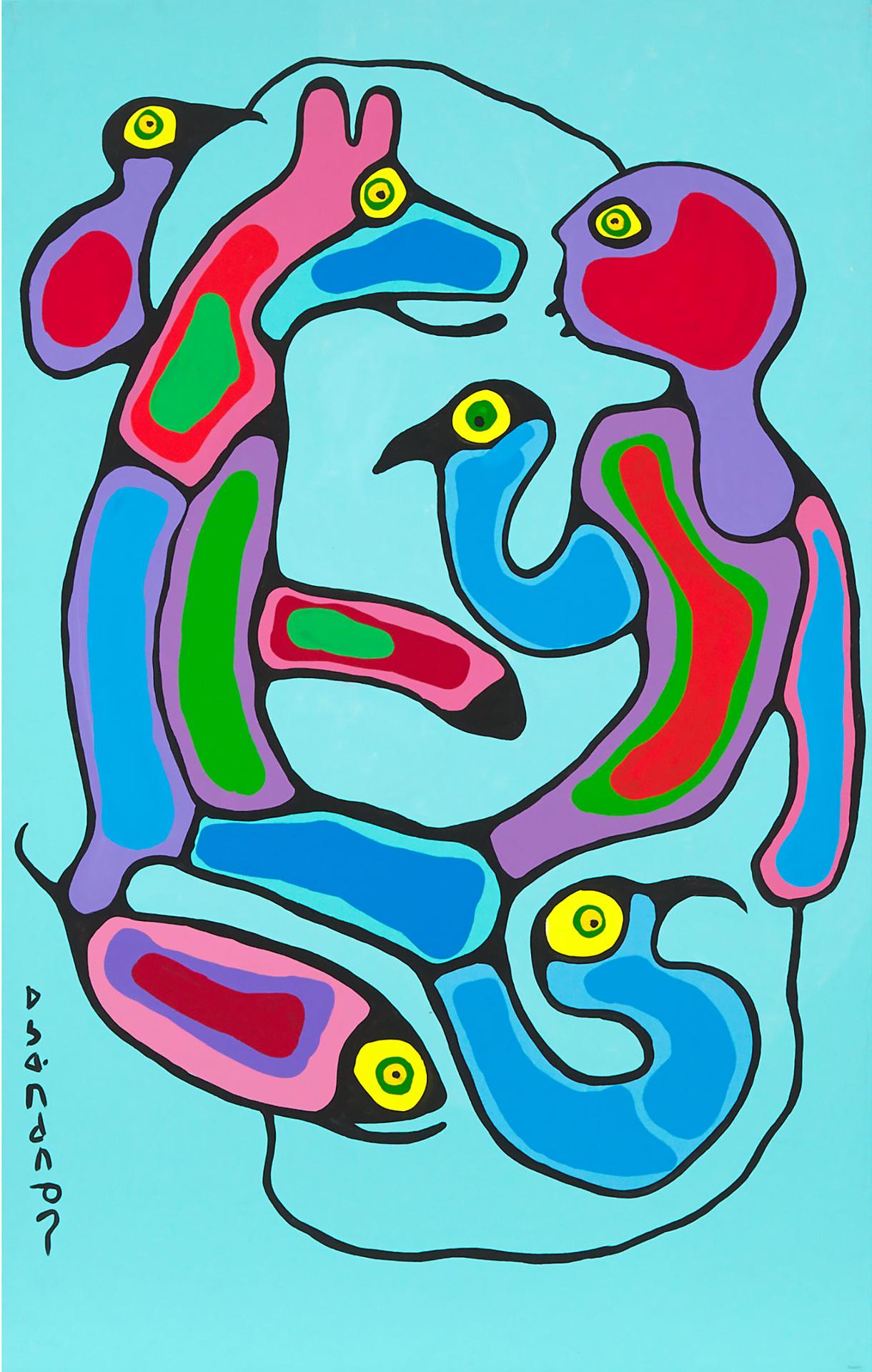 Norval H. Morrisseau (1931-2007) - Meeting Of Young Spirits, C.1991